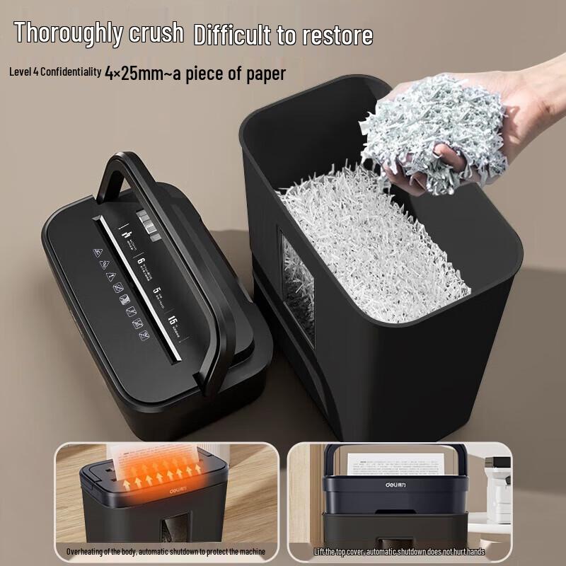 Электрический настольный шредер Deli для бумаги и карт, P-4