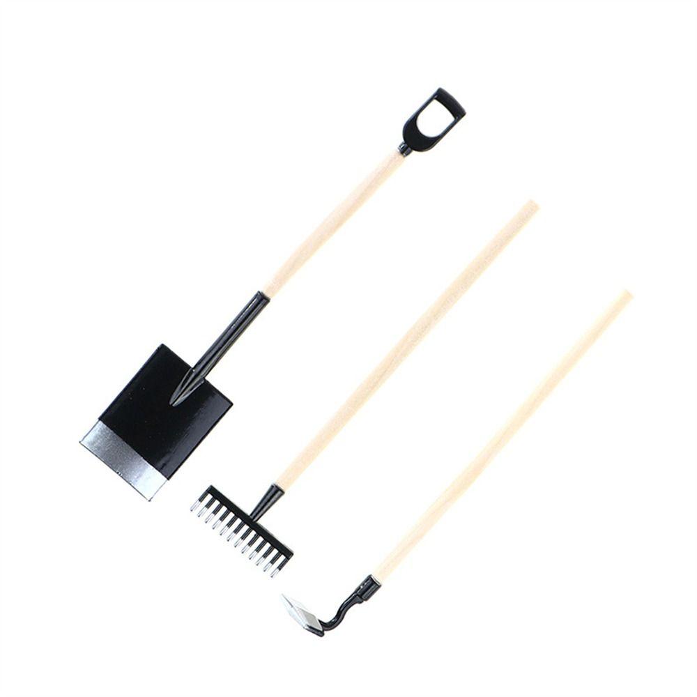 Play Farming Tools Dollhouse Miniature Shovel Hoe and Pitchfork Simulation Shovel Farming Tools