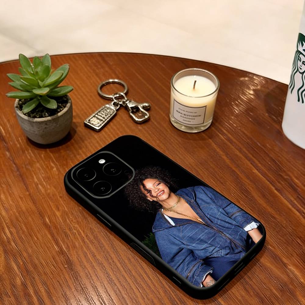 Чехол для телефона певицы Рианны Мягкий Силиконовый черный Для IPhone 17 16 15 14 13 12 11 X XR Plus Pro Max Plus