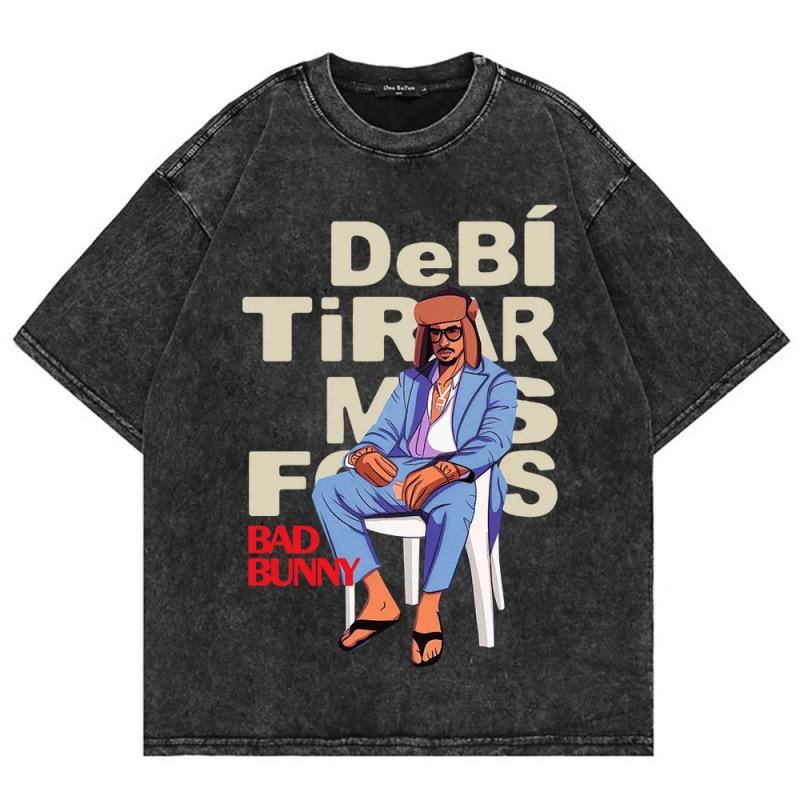 Fashion Personality T-Shirt Bad Bunny Deb í Tirar Más Fotos World Tour 2025