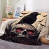 Gothic Flannel Blanket Creepy Red Eye Skull Crow Throw Blanket Washable Cozy Blanket for Men Women Boys Girls Sofa Couch Bed Use