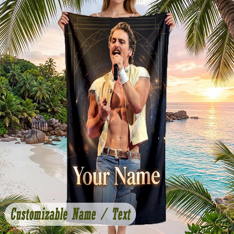 Benson Boone Beach Towel, Personalized Custom Name Text, Quick Dry Large Absorbent Towel For Beach Pool