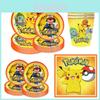 Одноразовый набор посуды Pokemon Пикачу с салфетками и скатертью для детских вечеринок