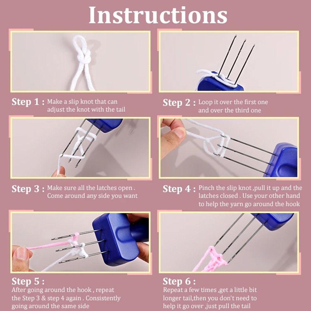 Portable Crochet Hook Tool 3/4 Needle Manual Knitting Needle Efficient Comfortable Grip Cord Knitting Tool Yarn Crafting