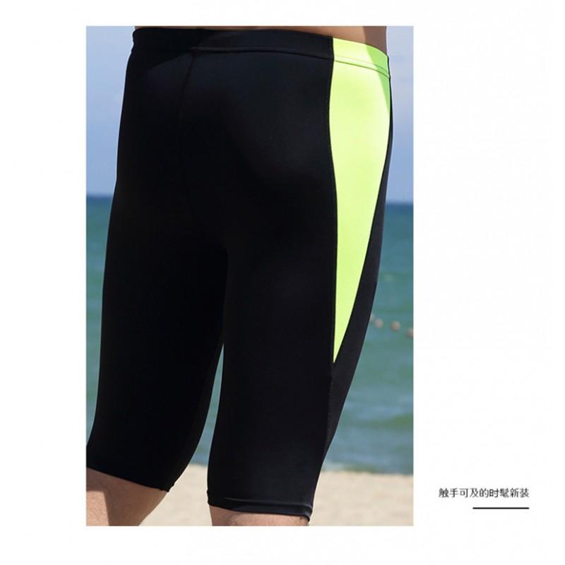Mens Quick-Dry Snorkeling Shorts 5/8 Length Swim Trunks Diving Surfing Water Sports Black Yellow