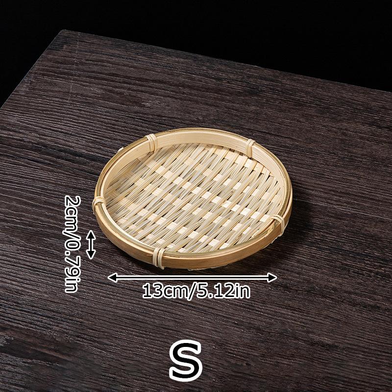 Круглая тарелка Мини круглый совок креативный поднос для конфет и закусок маленький плетеный из бамбука бытовые изделия ручной работы из бамбука поднос для димсамов
