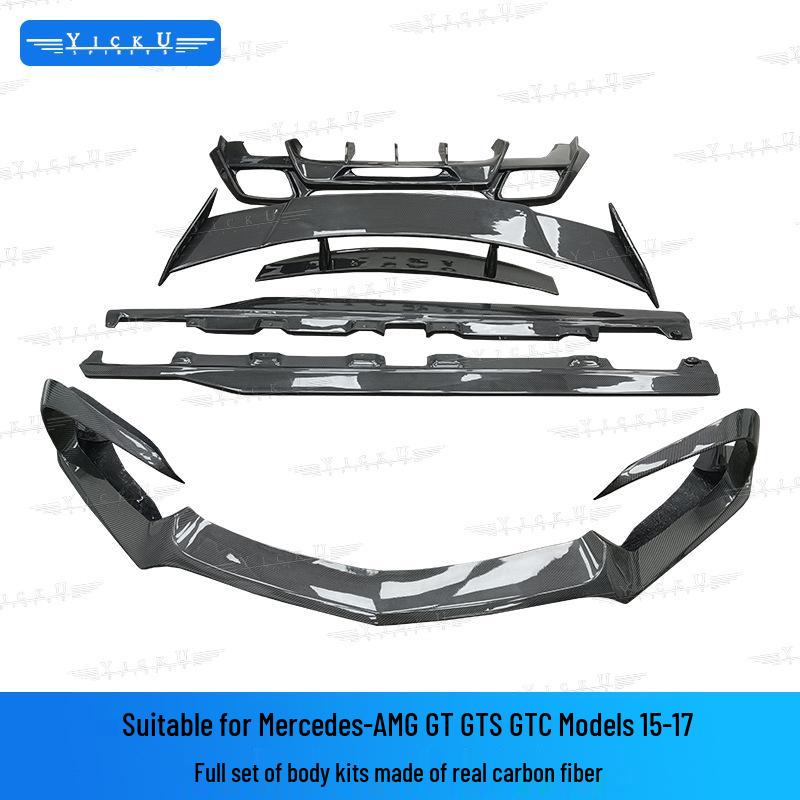 Mercedes AMG GT/GTS/GTC Carbon Fiber Body Kit: Front Lip, Rear Lip, Side Skirts, Rear Spoiler, Wind Deflectors.