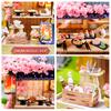 CUTEROOM DIY Wooden Dollhouse Miniature DIY Kit Set for Sushi Restaurant Dollhouse with 3D Puzzle and LED Perfect for and Holiday Christmas Gifts