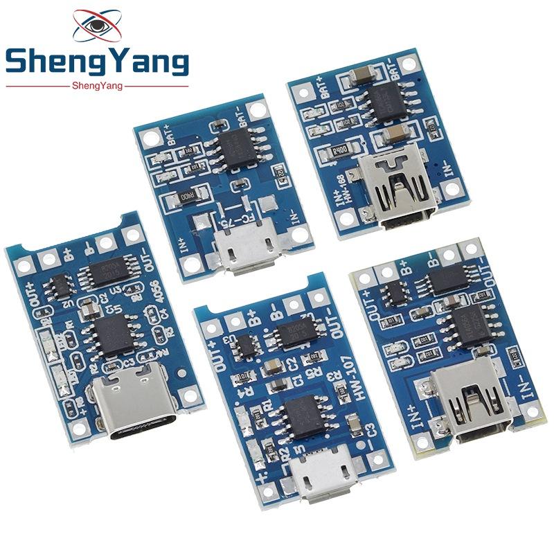1/5PCS 5V 1A Micro/Type-c/Mini 18650 TP4056 Lithium Battery Charger Module Charging Board With Protection Dual Functions Li-ion