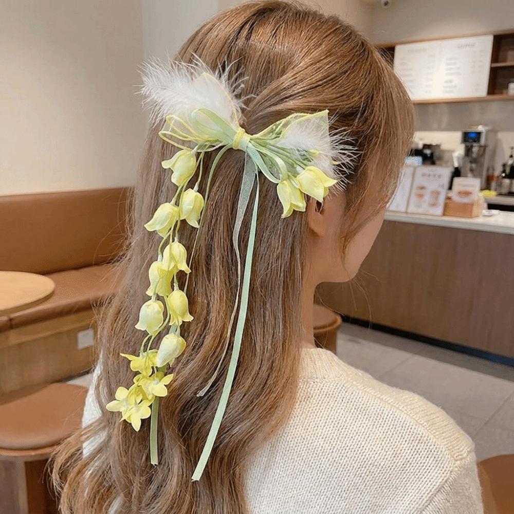 Sweet Bell Orchid Ribbon Barrettes Floral Designs Lolita Dress Hair Accessories Party