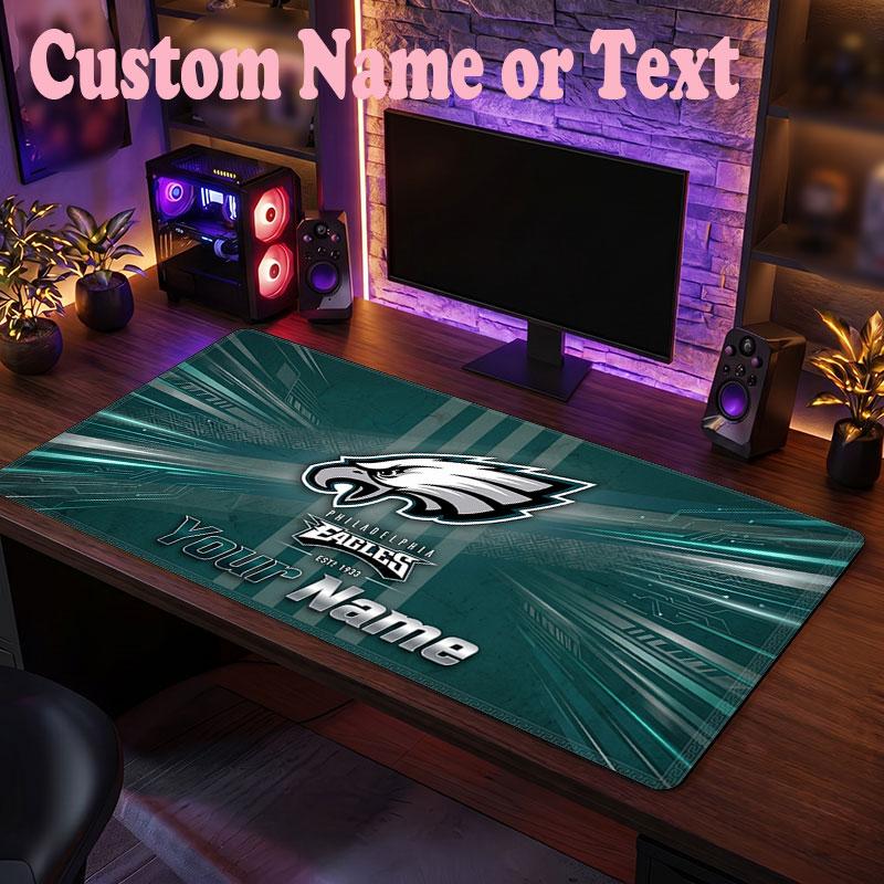 Philadelphia Eagles Customized Name Text Mouse Pad, Large Desk Mouse Mat Personalized Home Office Present