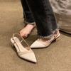 Women Sexy Chunky Heel Shoes Women Summer Pointed Toe Dress Slippers Designer  New Party Pumps Walking Femme  Slides