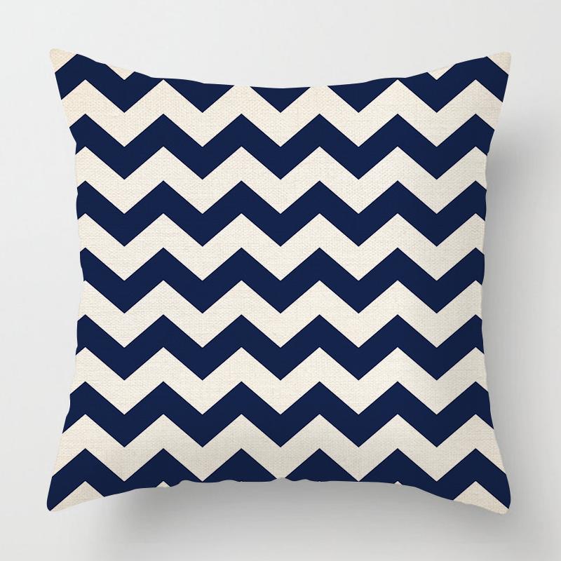 Чехол на подушку с геометрическим темно-синим полосатым принтом для дома, гостиной, дивана, спальни, украшение, декоративная подушка, наволочка