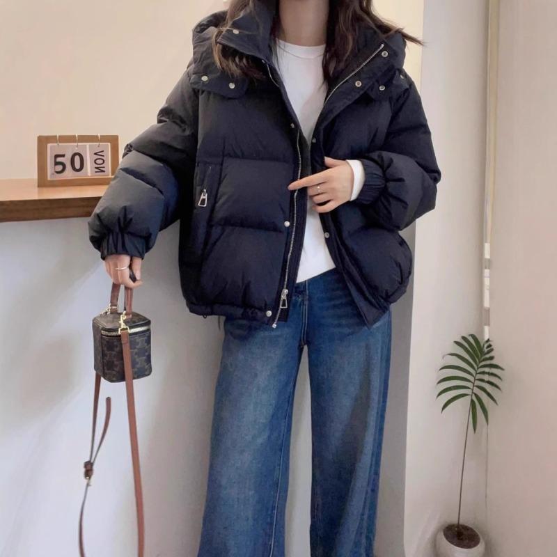 Осень и зима пуховик с хлопковой подкладкой женский короткий большого размера свободный маленький с капюшоном теплый хлопковый жакет куртка