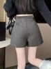 Женские широкие шорты с высокой талией, облегающие повседневные шорты А-силуэта, модная одежда в корейском стиле 2000 года, весна