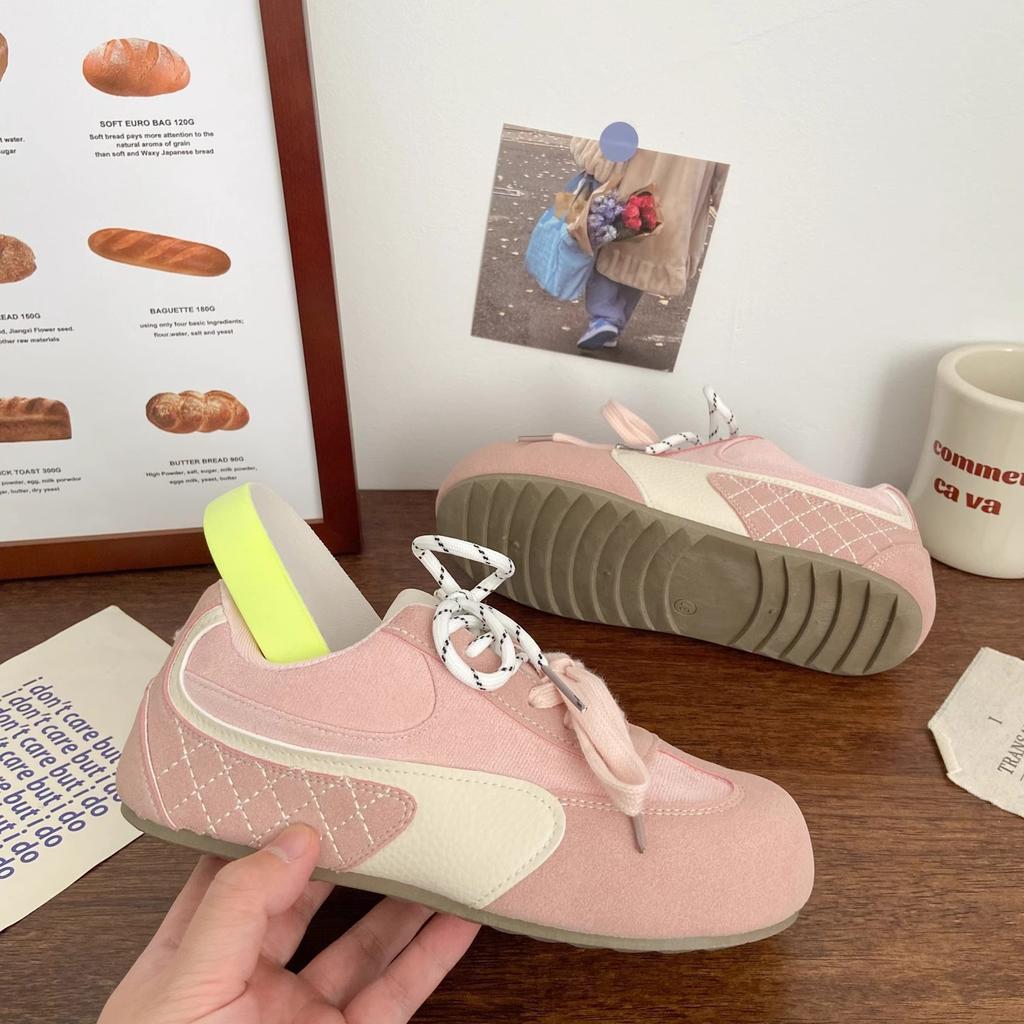 Pink Dexun Board Shoes Female Ugly Cute Spring New Chic Niche Puff Bread Shoes Forrest Gump Ballet Little White Shoes