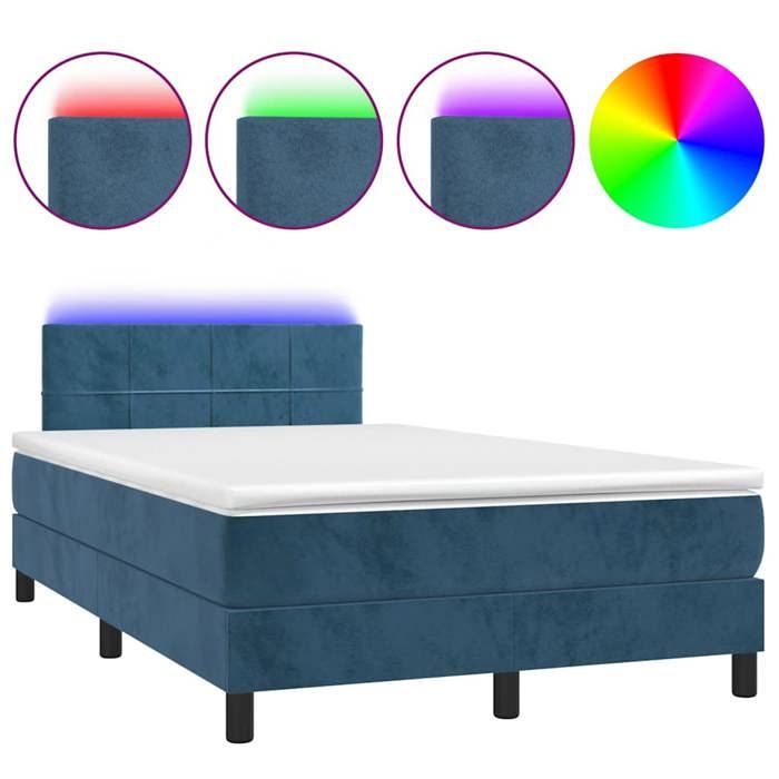Maison Exclusive - Sommier à lattes de lit avec matelas LED bleu foncé 120x190 cm