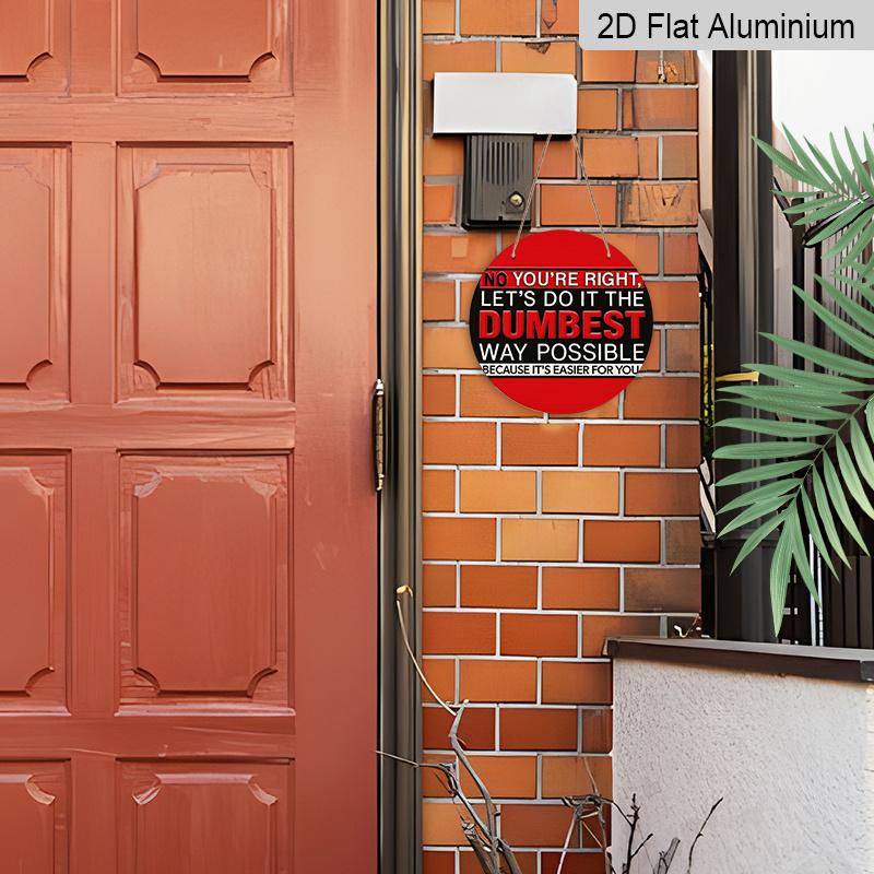 2D Flat 1pc, 8x8 in, Round Aluminum Metal Sign, Stupid Solutions, Front Door Porch Living Room Bedroom Home Decor, Rustic Wall Art Decoration