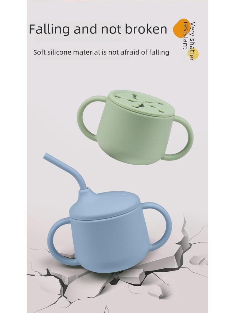 Силиконовый тренировочный стаканчик «Панда» для детей: Поильник-непроливайка с трубочкой, защищающий от падения