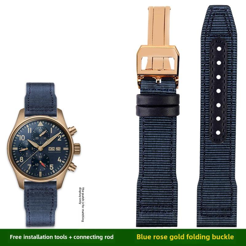 Для IWC Pilot Нейлоновый ремешок из натуральной кожи для часов IWC Mark 18 Balack Aces Portuguese оригинальный плетеный холщовый ремешок Браслет