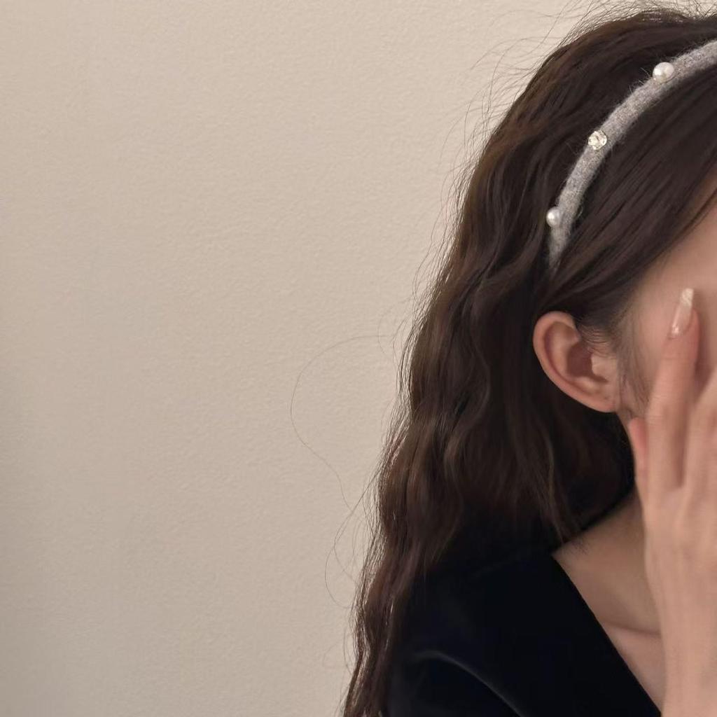 Роскошная вязаная повязка на голову со стразами и жемчугом: Женский элегантный плюшевый головной убор