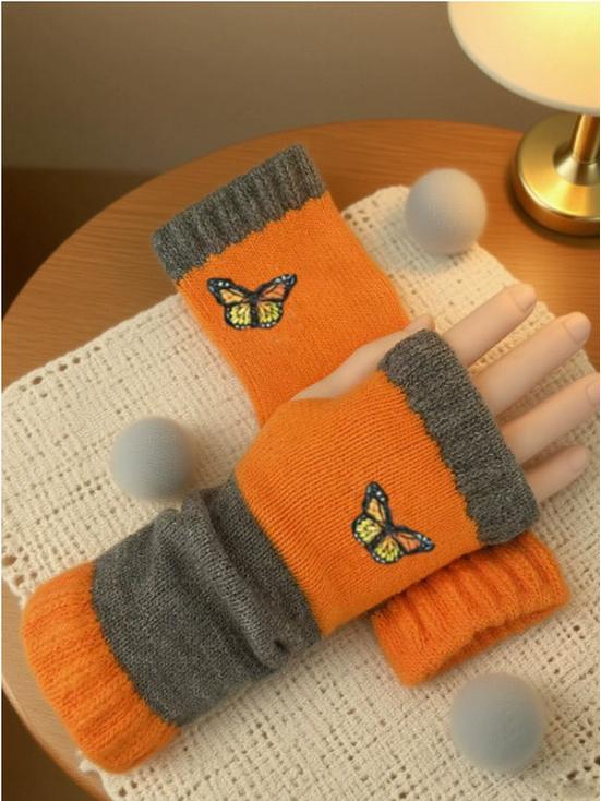 Женские осенне-зимние модные вязаные вышитые перчатки