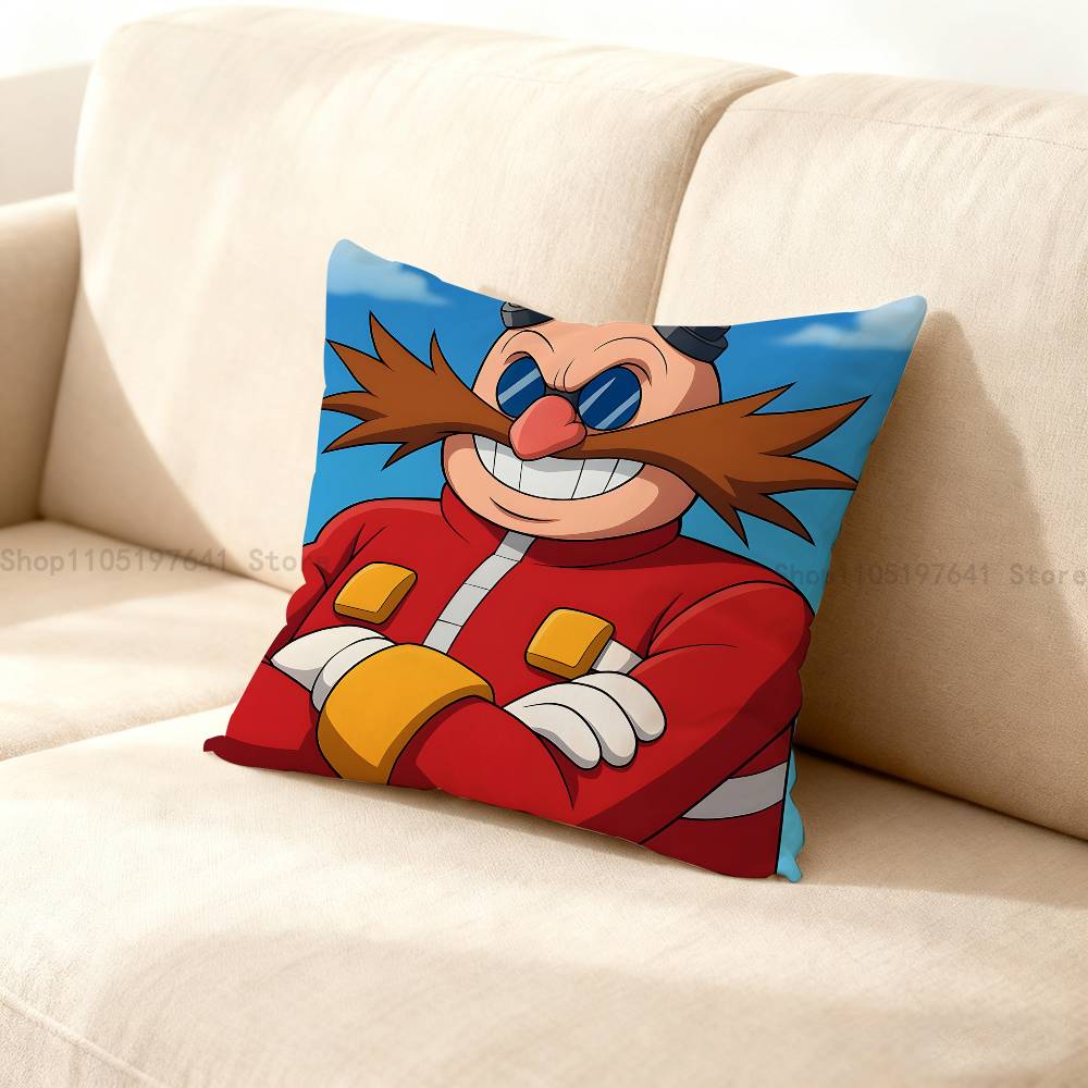 Without Hair Eggman Robotnik Anime Celebrity Merchandise All-Match Printed Pillow Case Sofa Car Office Room Decoration Protector