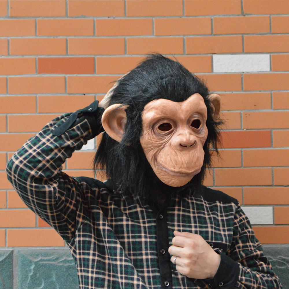 1 шт., латексная маска обезьяны и гориллы с волосами для Хэллоуина, костюм, реквизит для вечеринки, черный