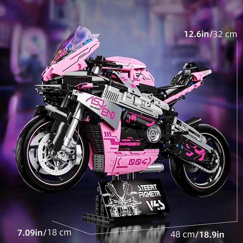 Образовательный Модель Дорожного Мотоцикла M1000 RR 42130 Строительные Блоки Творческие Технические MOC Сборные Кирпичики Розовый Настольный Подарок Идея