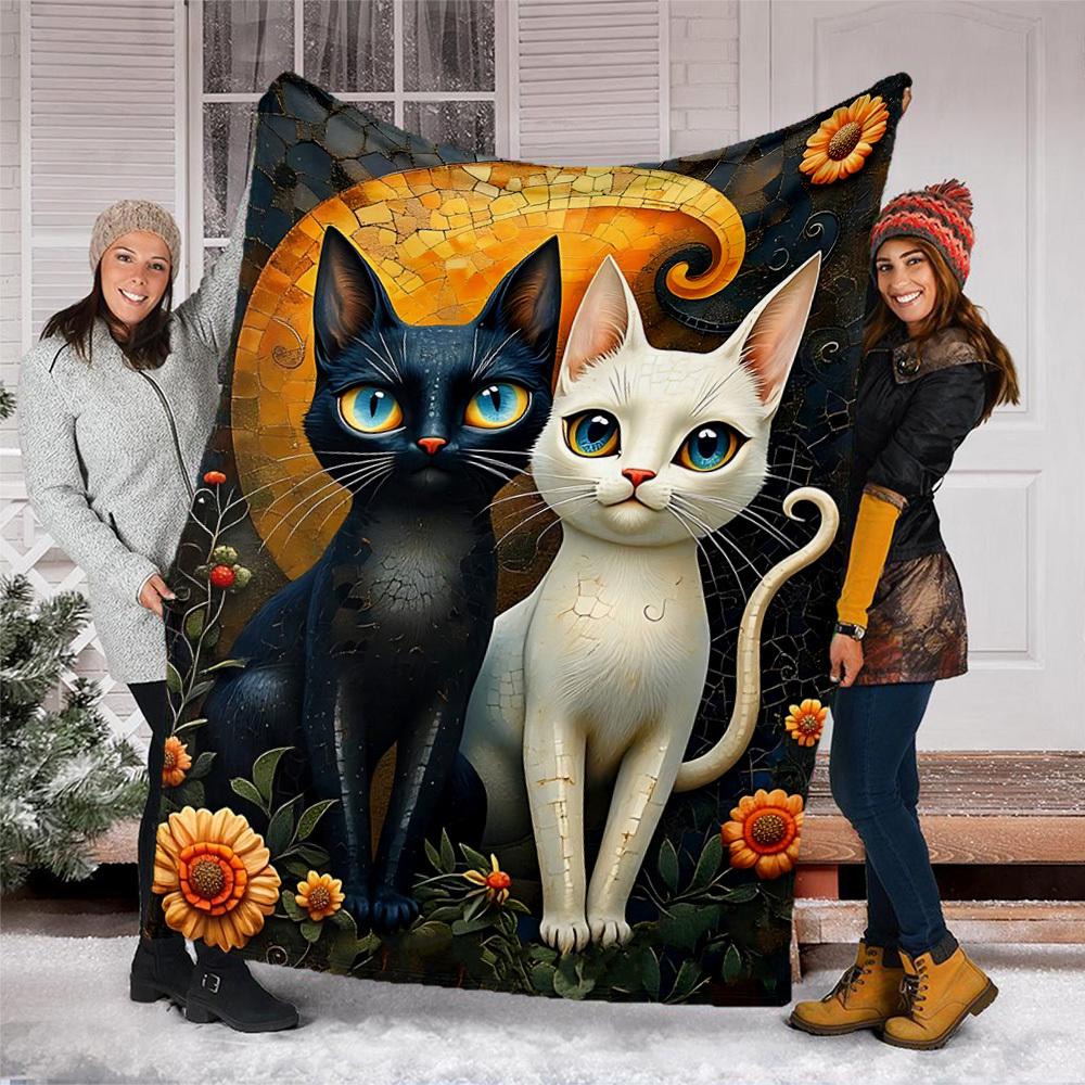 1 шт. Художественное одеяло из фланели для кошек, для улицы, можно стирать в машине, идеальный подарок на день рождения, аксессуар для путешествий, прочный материал