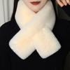 Winter Warm Plush Cross Scarf Thickened Soft Neckerchief Wrap Solid Color Faux Rabbit Fur Scarf Autumn Winter