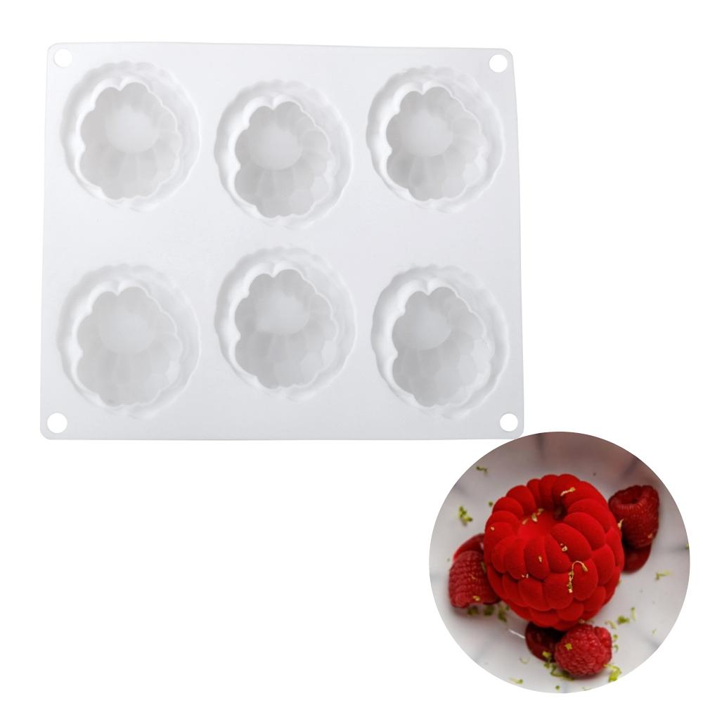 6-cavity Raspberry Mousse Silicone Mold, in the French  style Raspberry Shape for Chocolate Desserts and Baking