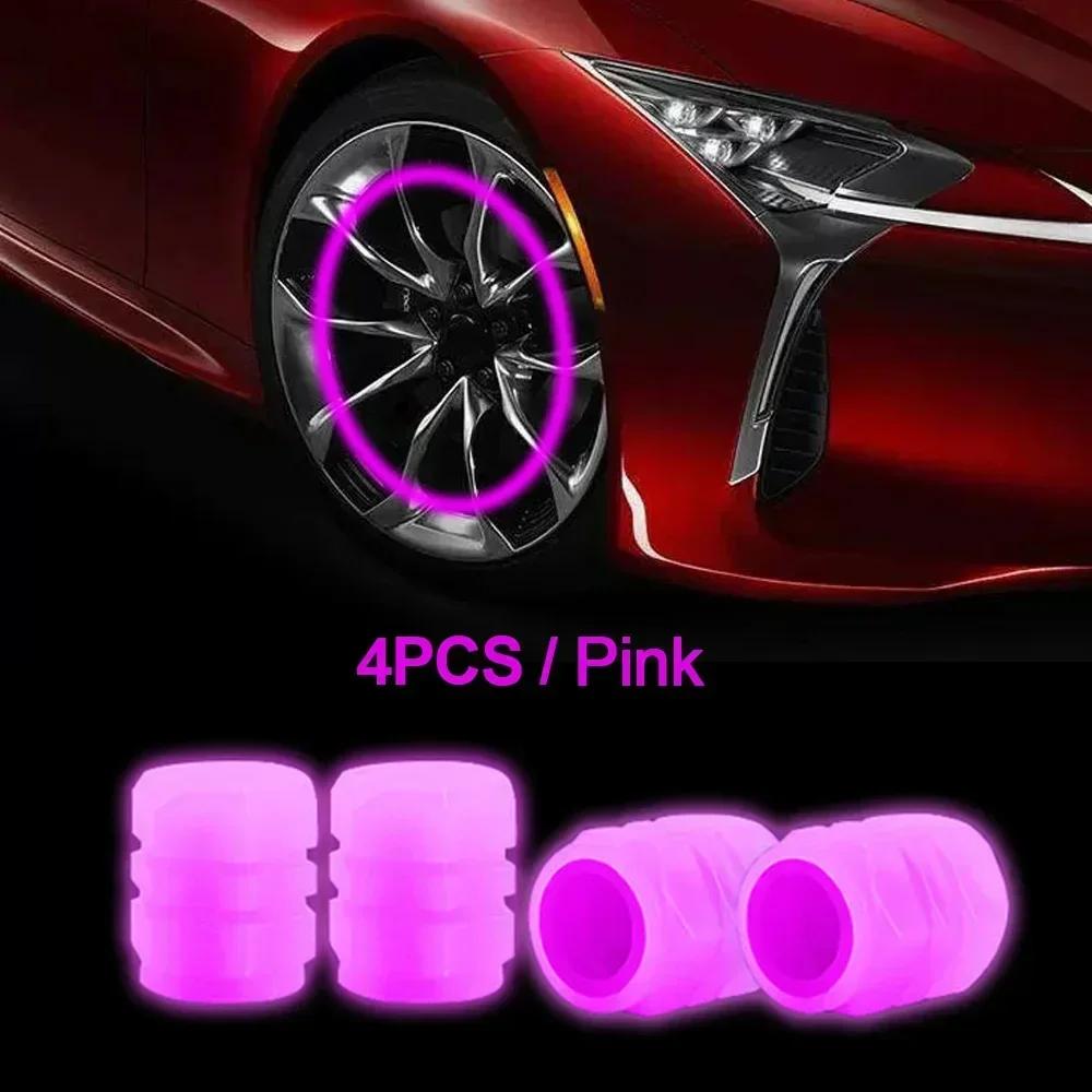 4Pcs Glow-in-the-Dark Tire Valve Caps Fluorescent Light Cover for Motorcycle Bicycle Car Truck Accessories