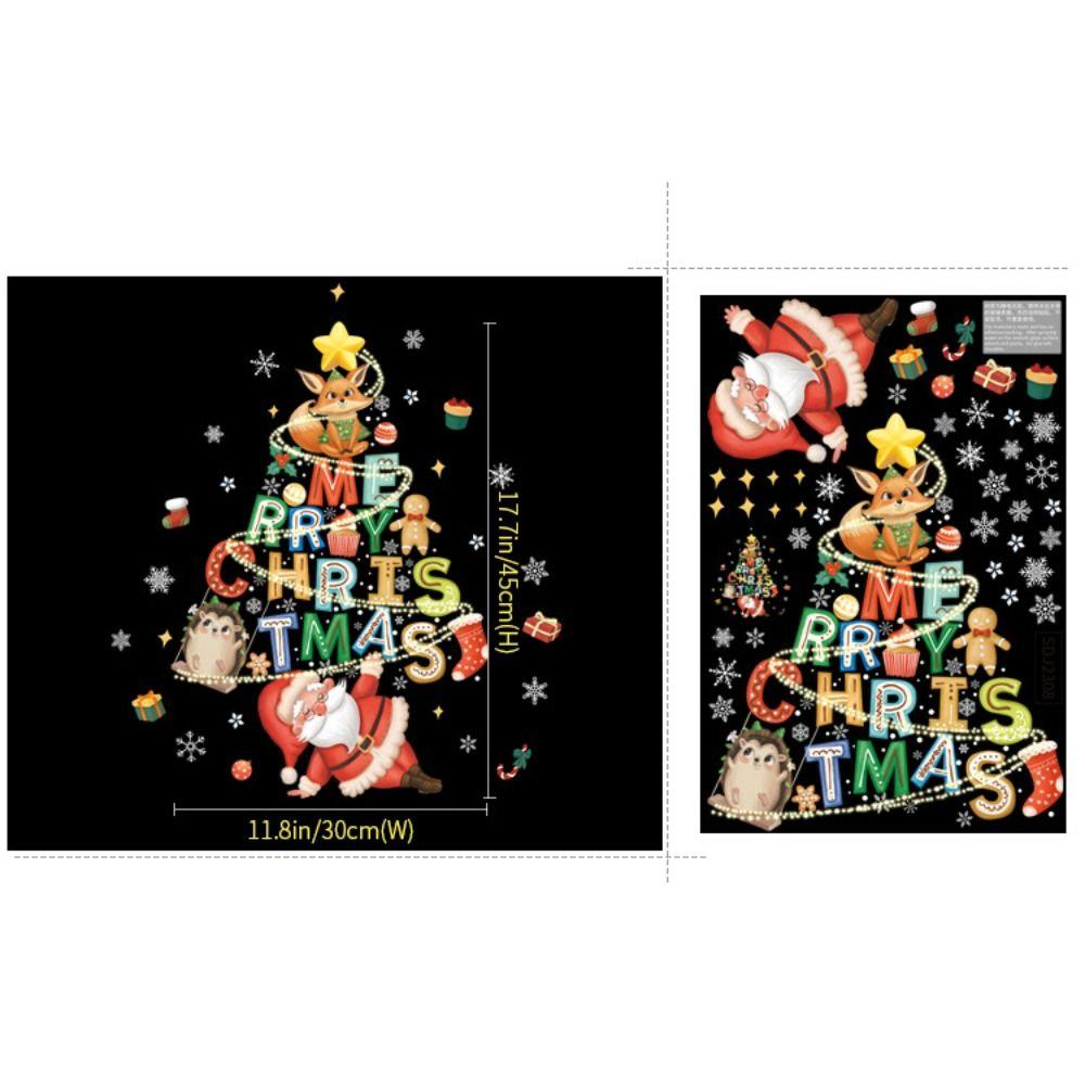 Электростатические рождественские стеклянные наклейки, мультяшные наклейки на окна Санта-Клауса, рождественские