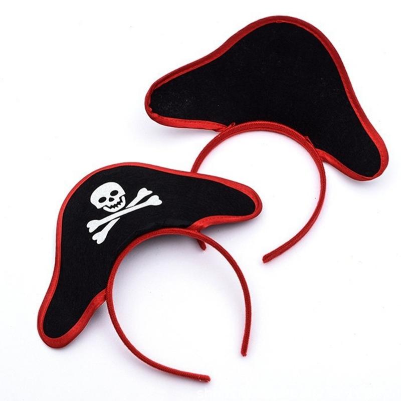Прекрасный пиратский головной убор Пиратский головной убор Обруч для волос Шляпа с черепом и повязкой на глаз Набор Мультяшная шляпа капитана Треуголка Аксессуары