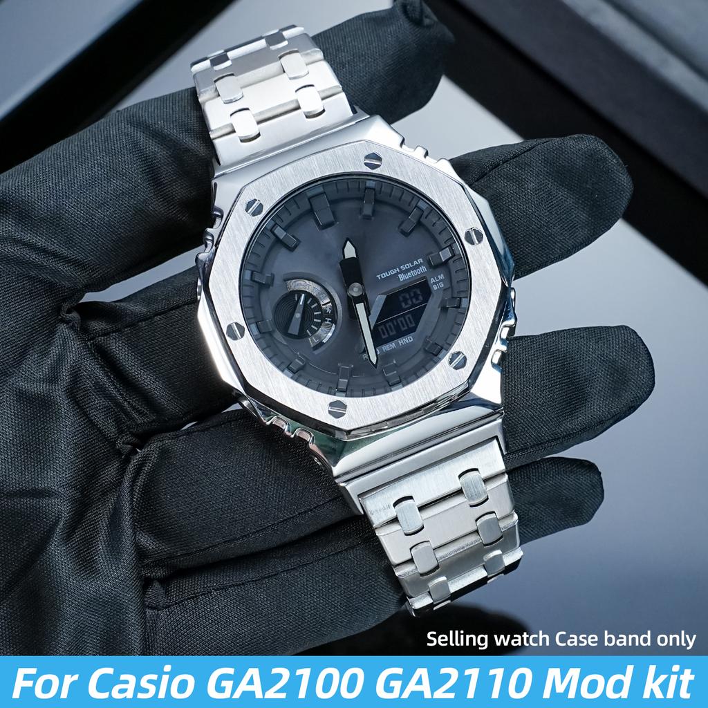 Модификационный комплект GA2100 Нержавеющая сталь Безель Ремешок Для Casio G-SHOCK GA2100/2110 GAB2100 Модифицированный металлический корпус Ремешок Комплект Аксессуары для часов
