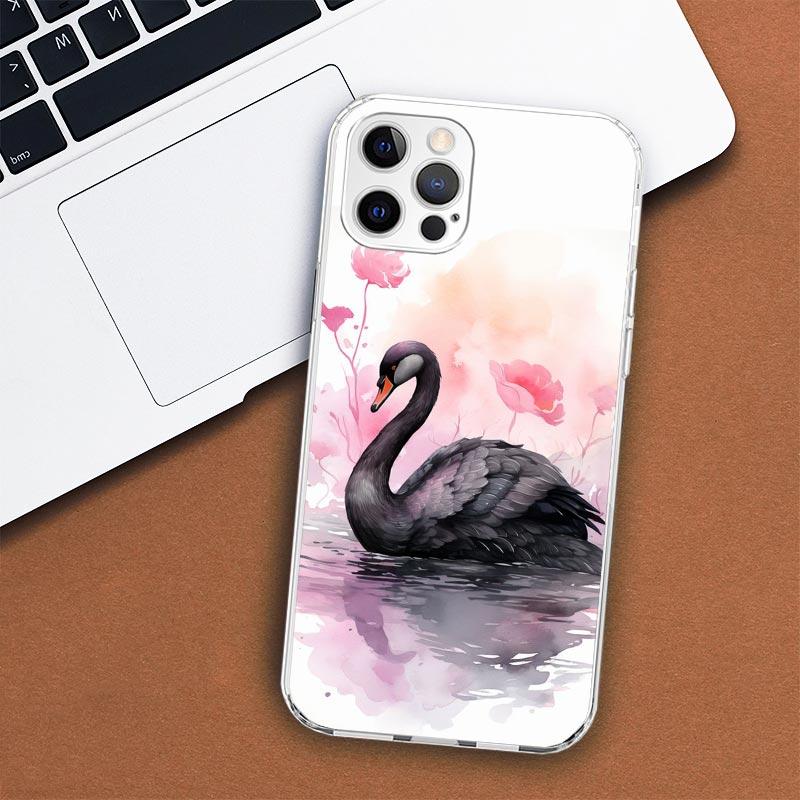 Чехол для телефона Black Swan Noble для Apple iPhone 11 12 13 15 14 Pro 7 XR X XS Max 8 Plus + Mini SE с индивидуальным принтом, мягкий чехол