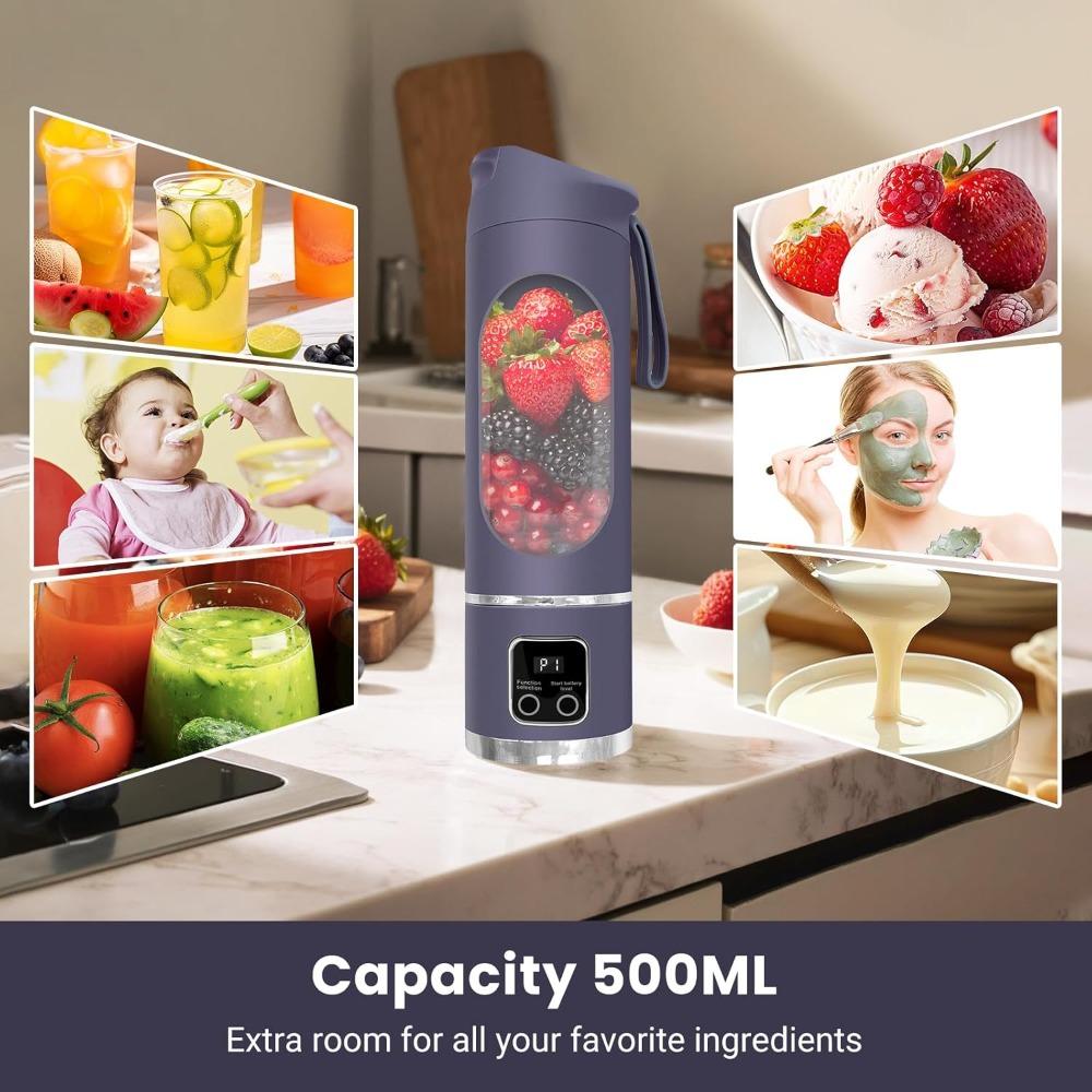 Portable electric blender, USB interface, 500ml portable juicer, smoothie and cream blender