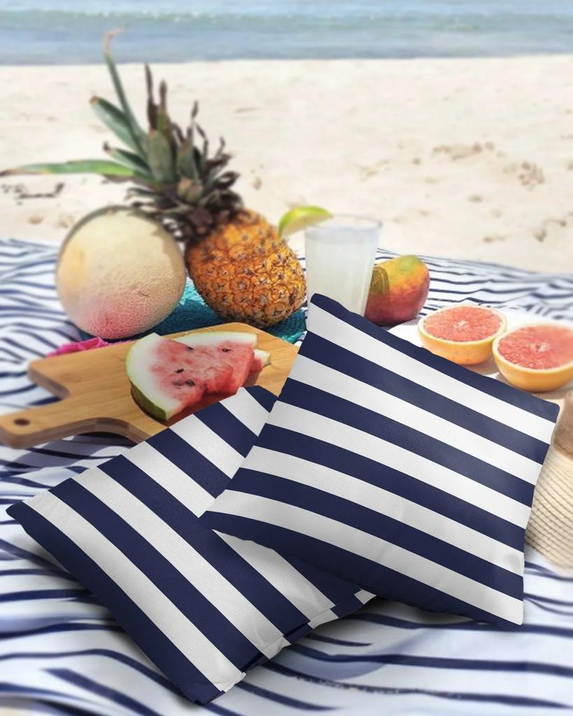 Водонепроницаемая наволочка с темно-синими и белыми полосками для украшения дома и офиса, наволочка для подушки на стул, диван