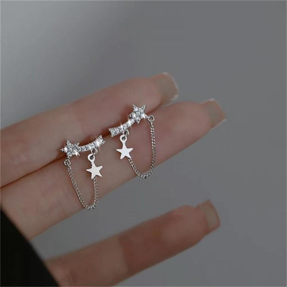 Корейские Изысканные Серьги-Подвески Планета Луна Бабочка с Кисточками для Женщин Блестящий Хрусталь Асимметричные Серьги-Капли Украшения для Девочек на Вечеринку