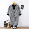 Boys Plaid Suit Long Sleeve Jacket Trousers Set