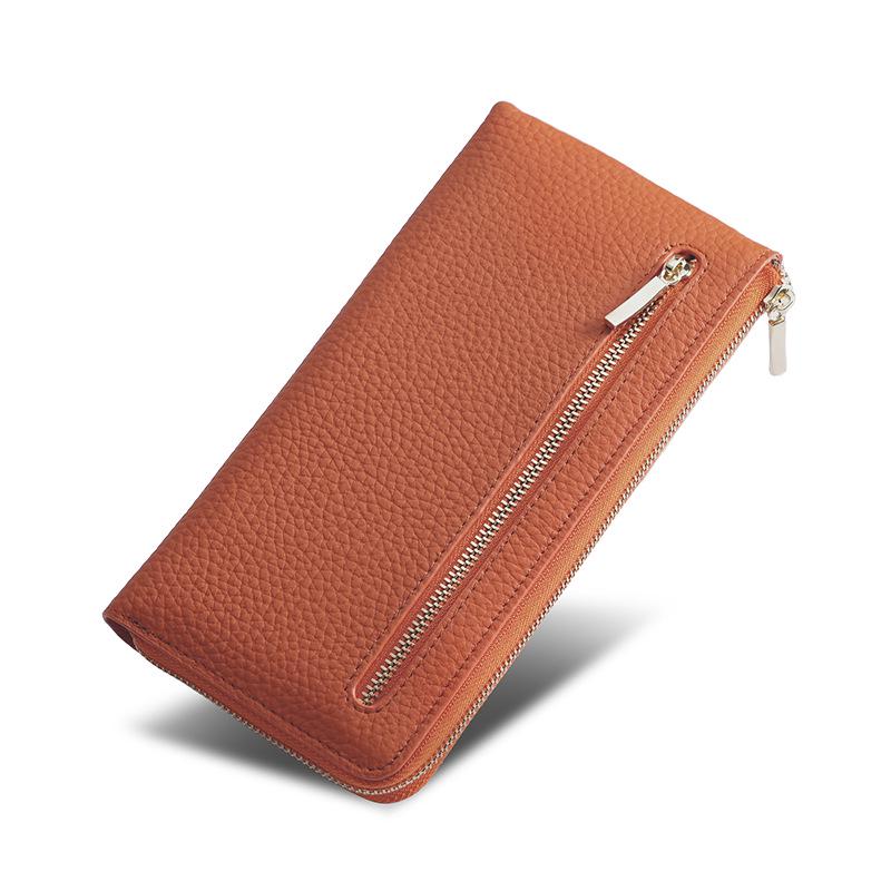 Women's Genuine Leather RFID Wallet with Multi-Card Slots & Zippered Coin Purse