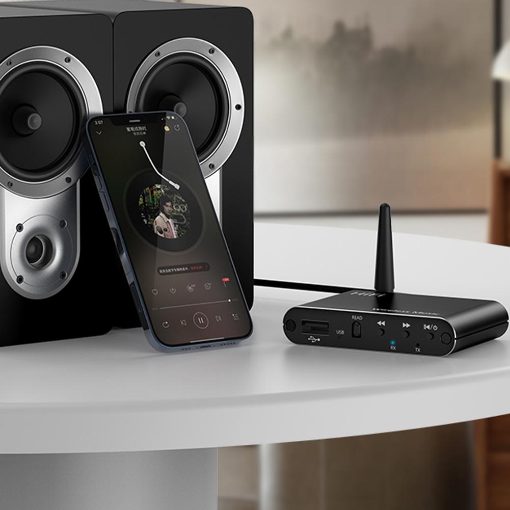 Аудиоадаптер Bluetooth 5.4 с поддержкой 3,5 мм Aux HiFi Музыкальный беспроводной адаптер BT/ воспроизведение с U-диска С пультом дистанционного управления для телевизора Домашнего стерео