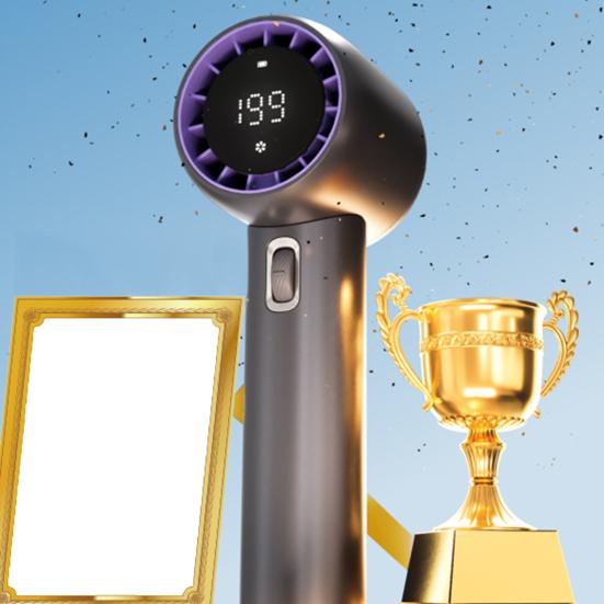 Portable Handheld Fan Adjustable Turbo Mini Fan Digital Display Battery Powered USB Rechargeable Personal Fan