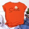 Summer Round Neck Daisy Pattern Printed Top Fashionable Casual Short Sleeved Women's Pure Cotton T-shirts
