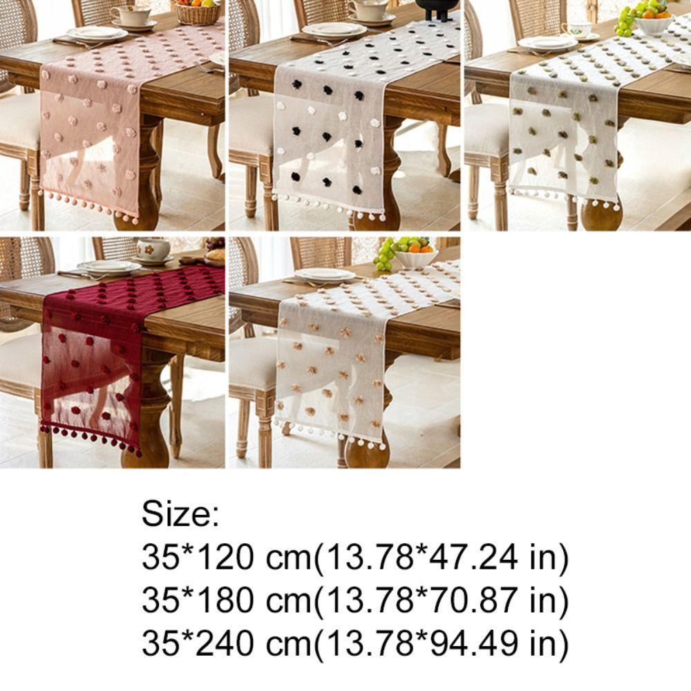 with 3D Pom-poms Lace Table Runner Nordic Style Table Linen Dining Table Cloth Party