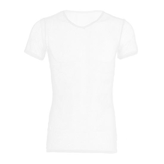 Мужские топы с V-образным вырезом, с коротким рукавом, с полым сетчатым дизайном, футболка однотонная, дышащая, в повседневном стиле, для ежедневной носки