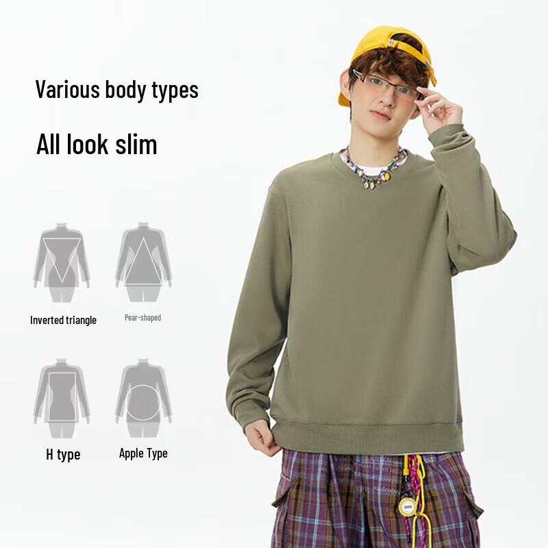 MINISO Men's Autumn Casual Round Neck Heavyweight Pullover Sweatshirt