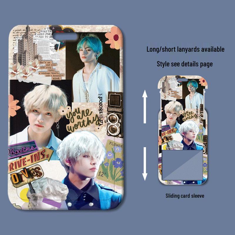 Пластиковый держатель для ID-карты и бейджа Kim Taehyung, скользящий, для студентов/работы/доступа в автобус