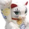 Stylish Kutani Ware Maneki Neko Figurine with Right Hand and Strong from Waza No Perfect for Opening a or Any Arm, White, Kura. Business, Birthdays,